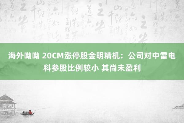 海外呦呦 20CM涨停股金明精机：公司对中雷电科参股比例较小 其尚未盈利