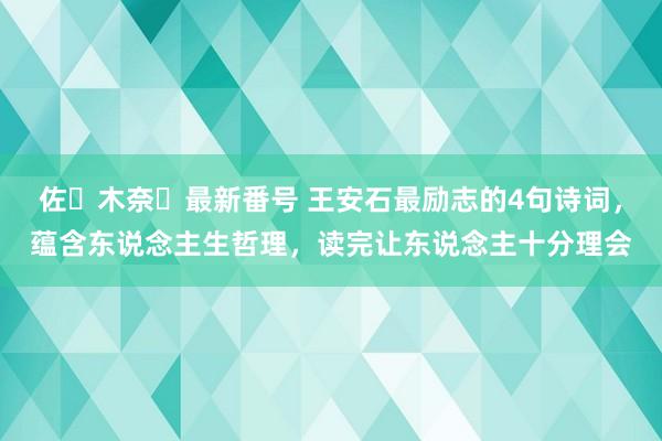 佐々木奈々最新番号 王安石最励志的4句诗词，蕴含东说念主生哲理，读完让东说念主十分理会