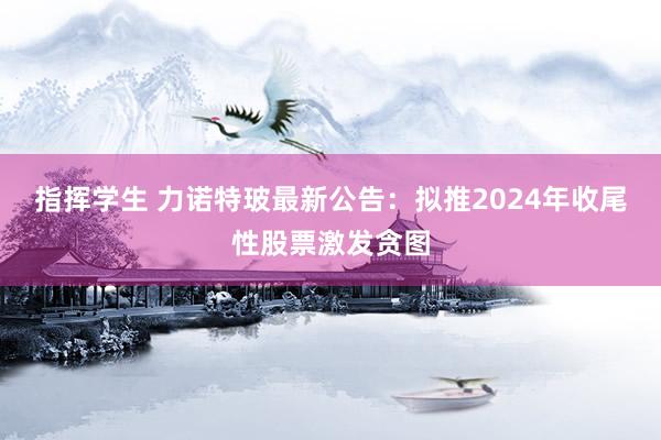 指挥学生 力诺特玻最新公告：拟推2024年收尾性股票激发贪图