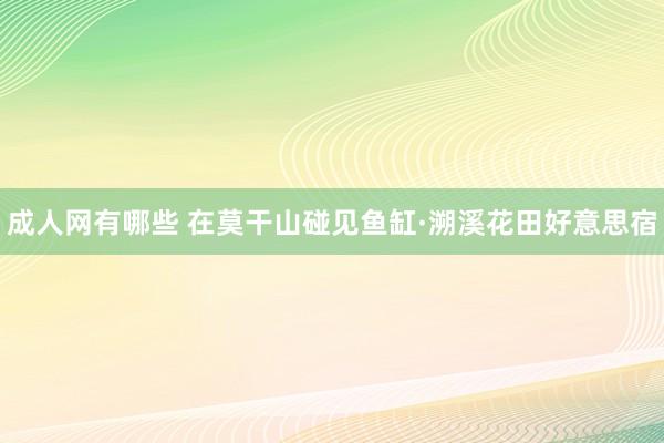 成人网有哪些 在莫干山碰见鱼缸·溯溪花田好意思宿