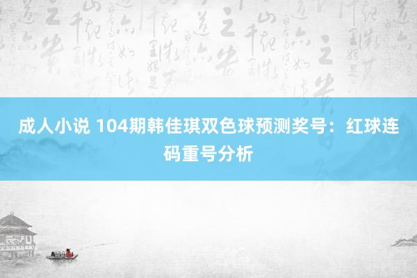 成人小说 104期韩佳琪双色球预测奖号：红球连码重号分析