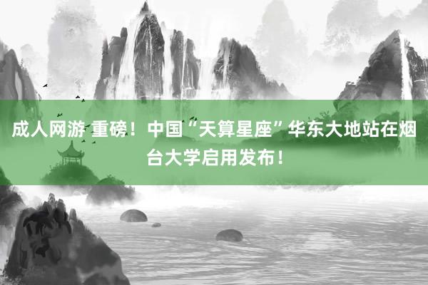 成人网游 重磅！中国“天算星座”华东大地站在烟台大学启用发布！